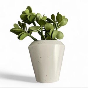 Modern Green Faux Plant in Cream Vase